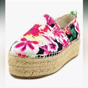 Betsey Johnson Flouncee Flat Pink Floral Espadrilles